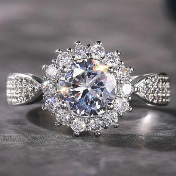 💥OFFER: Bundle buy ANY 2 for $40 🤑 Jewelry - 💥925 SILVER MOISSANITE SUN FLOWER WEDDING/ENGAGEMENT RING WOMEN, K754